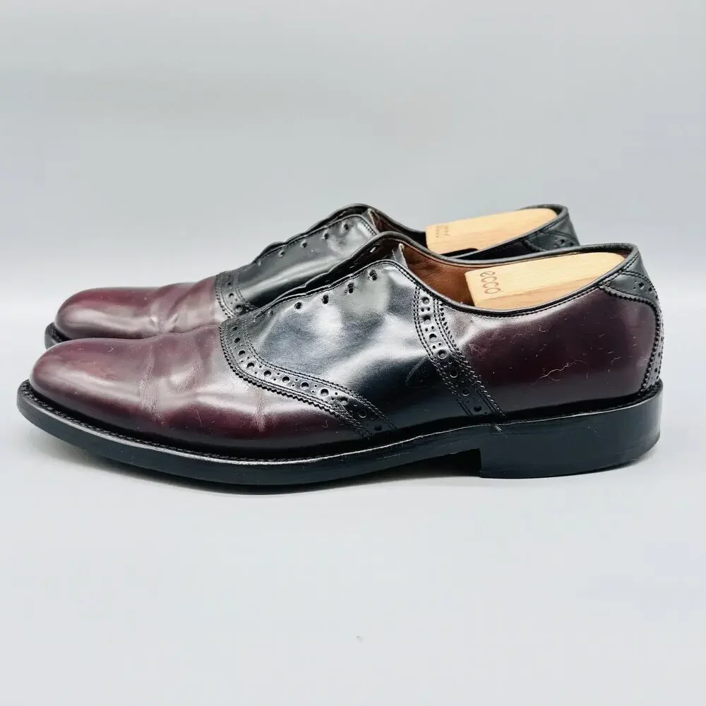 Allen Edmonds Shoes Mens 11 Brown Black Leather Oxford Polo Dress Two Tone